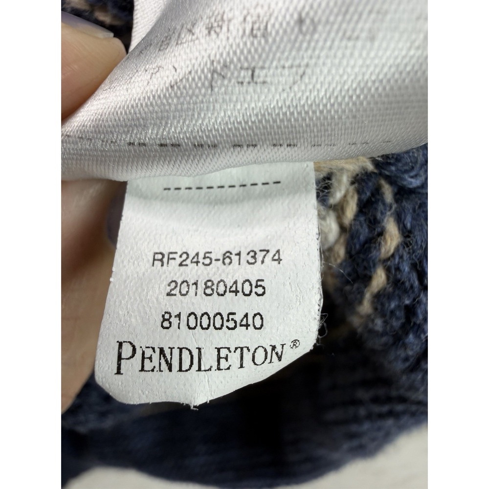 Pendleton Men's Shawl Collar Southwest Sweater in Blue Stripe Size Medium - Picture 7 of 8